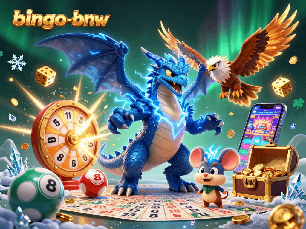 Bingo-bnw players experience excitement in a vibrant, jackpot-filled 3D bingo illustration.