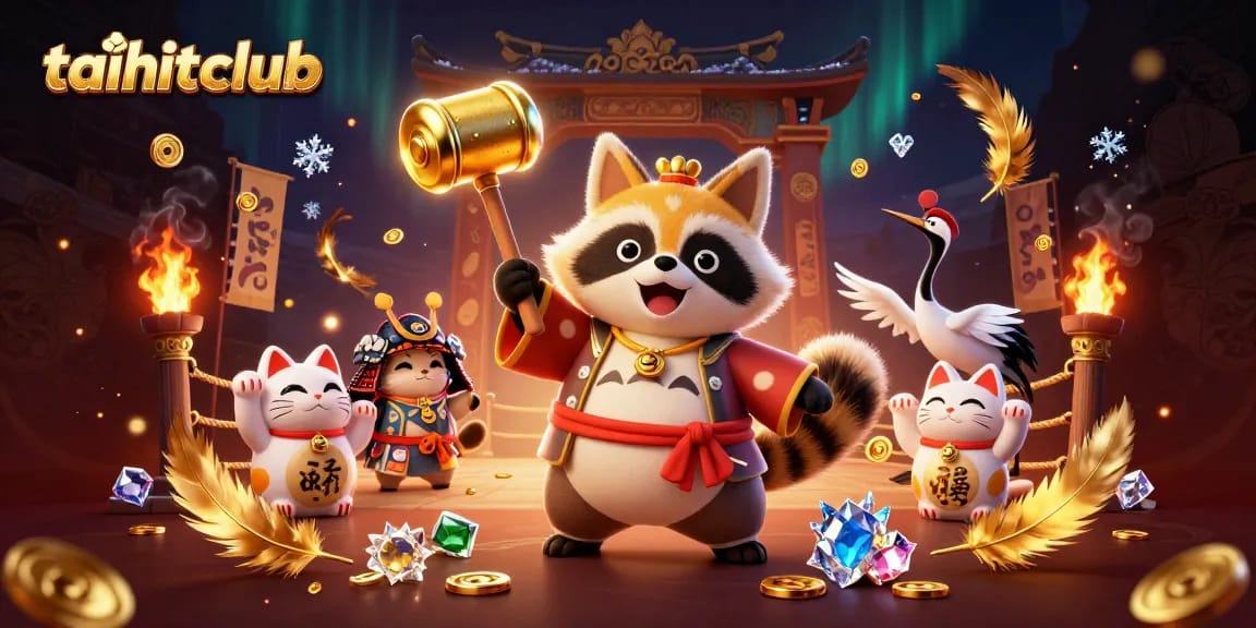 Engage in thrilling gameplay with taihitclub's vibrant casino scene featuring colorful characters and dynamic elements.