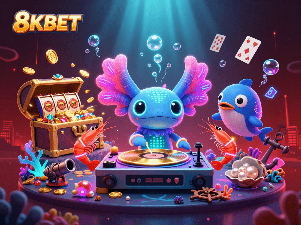 Experience 8KBET's vibrant underwater casino world with dynamic characters and thrilling game elements.