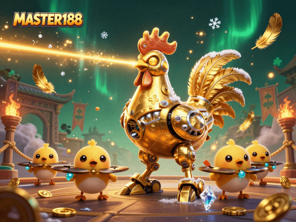 Engage in thrilling games at MASTER188 with a vibrant scene full of dynamic casino elements.