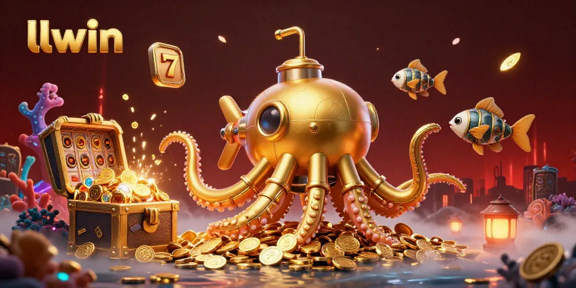 Experience winning actions in vibrant imagery featuring llwin while exploring a sea of golden treasures and slot reels.