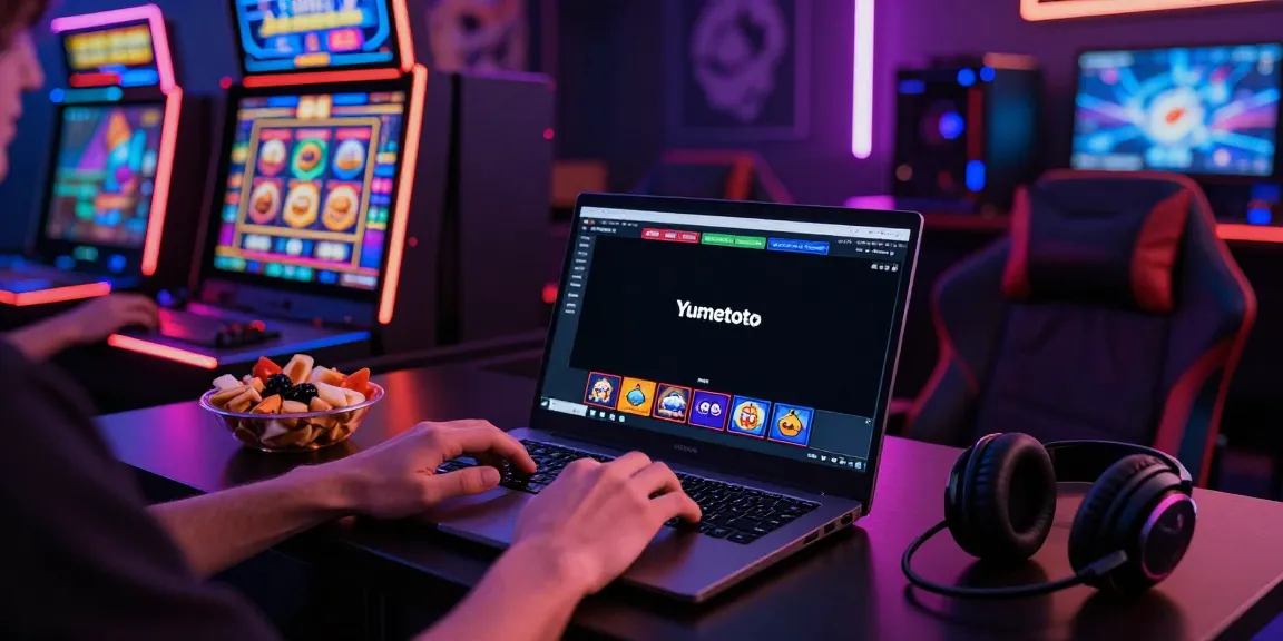Engaging with Yumetoto's slot games in a stylish gaming room.