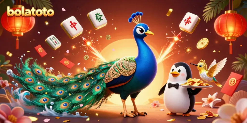 Engage with bolatoto's vibrant casino scene featuring characters and gold chips in action.