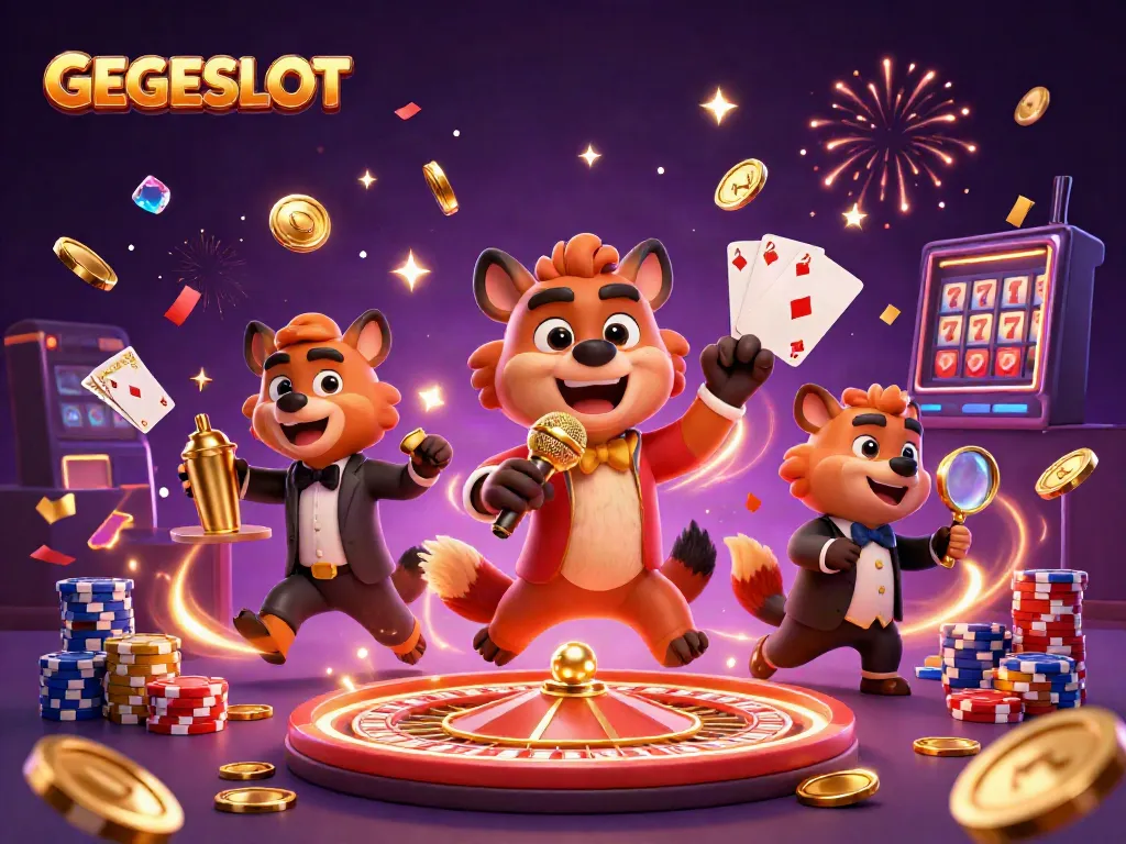 Experience the fun at GEGESLOT's casino club with lively hyenas as bartenders and comedians.