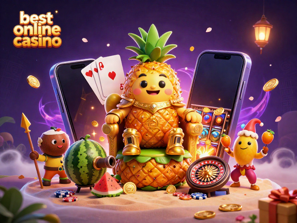 Experience the thrill of the best online casino with an animated 3D scene full of vibrant characters and games.