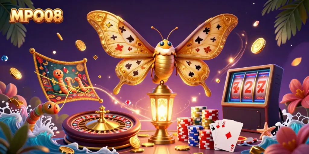Experience MPO08's thrilling casino atmosphere with unique characters and vibrant gaming elements.