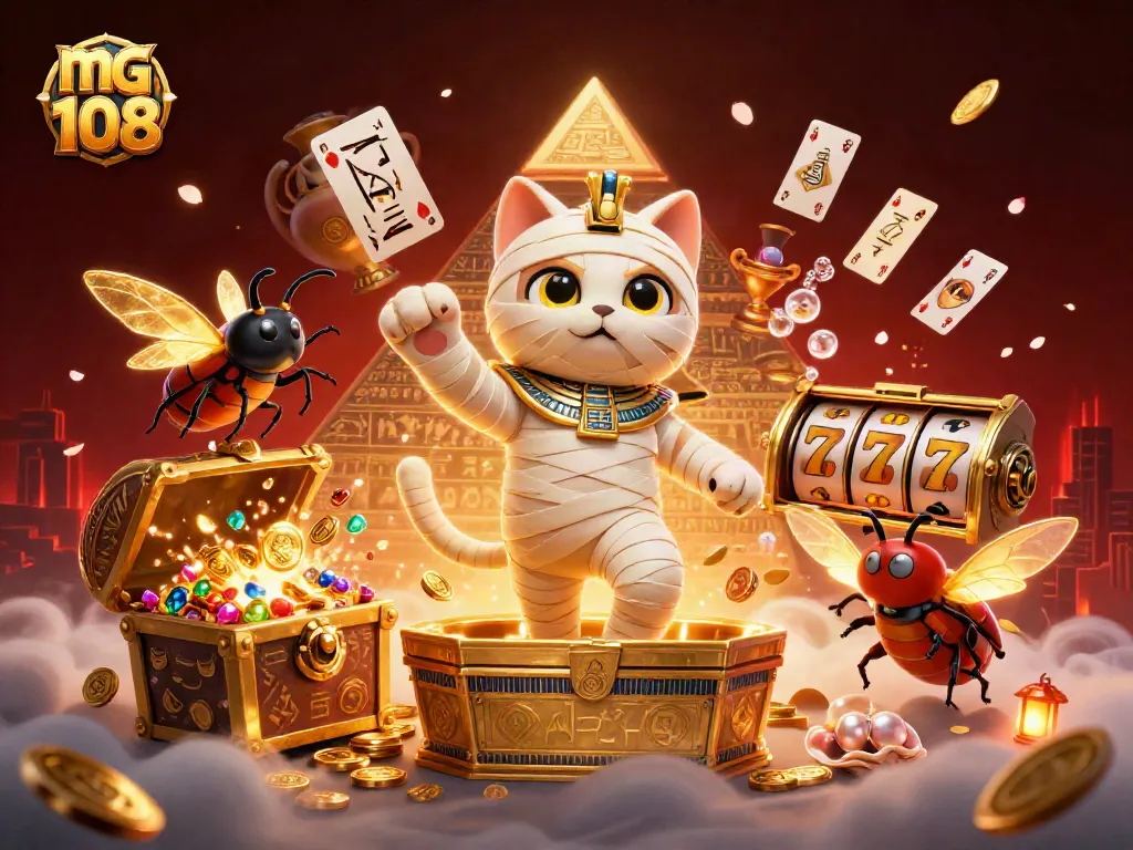 Menangkan jackpot dengan mg 108 saat bermain kartu kuno dalam suasana kasino piramida.