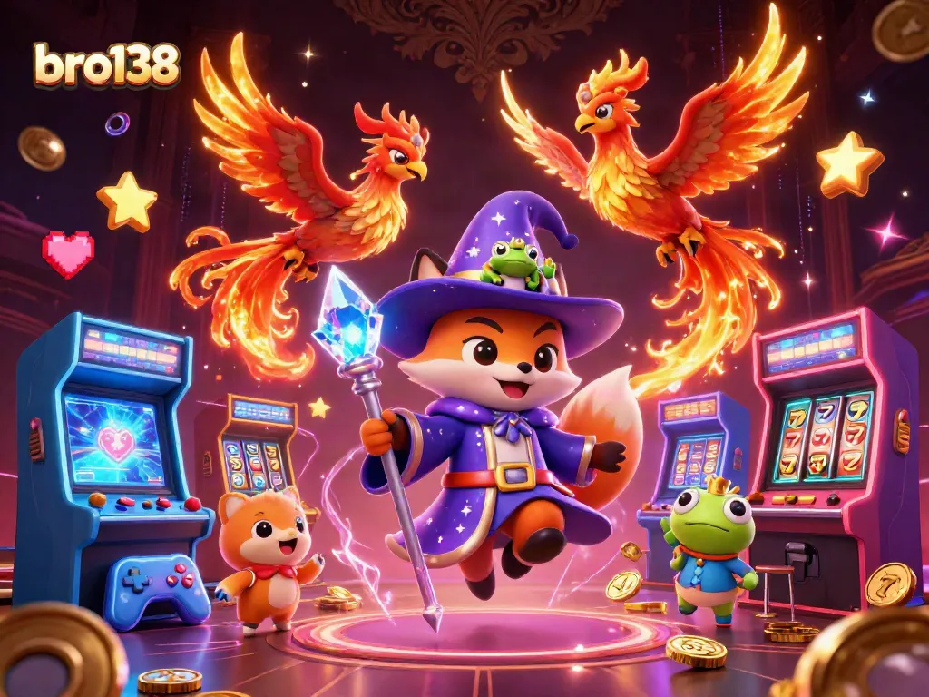 Engage with bro138's magical gaming world featuring vibrant characters and casino elements!