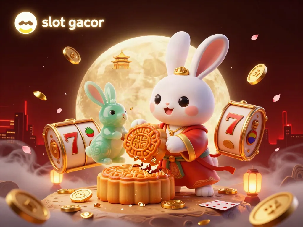 Engage with slot gacor themes featuring a moon rabbit illustration and vibrant slot reels.