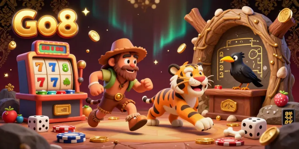 Spin the reels at Go8's prehistoric casino, crafted with 3D sabertooth tigers and cavemen.