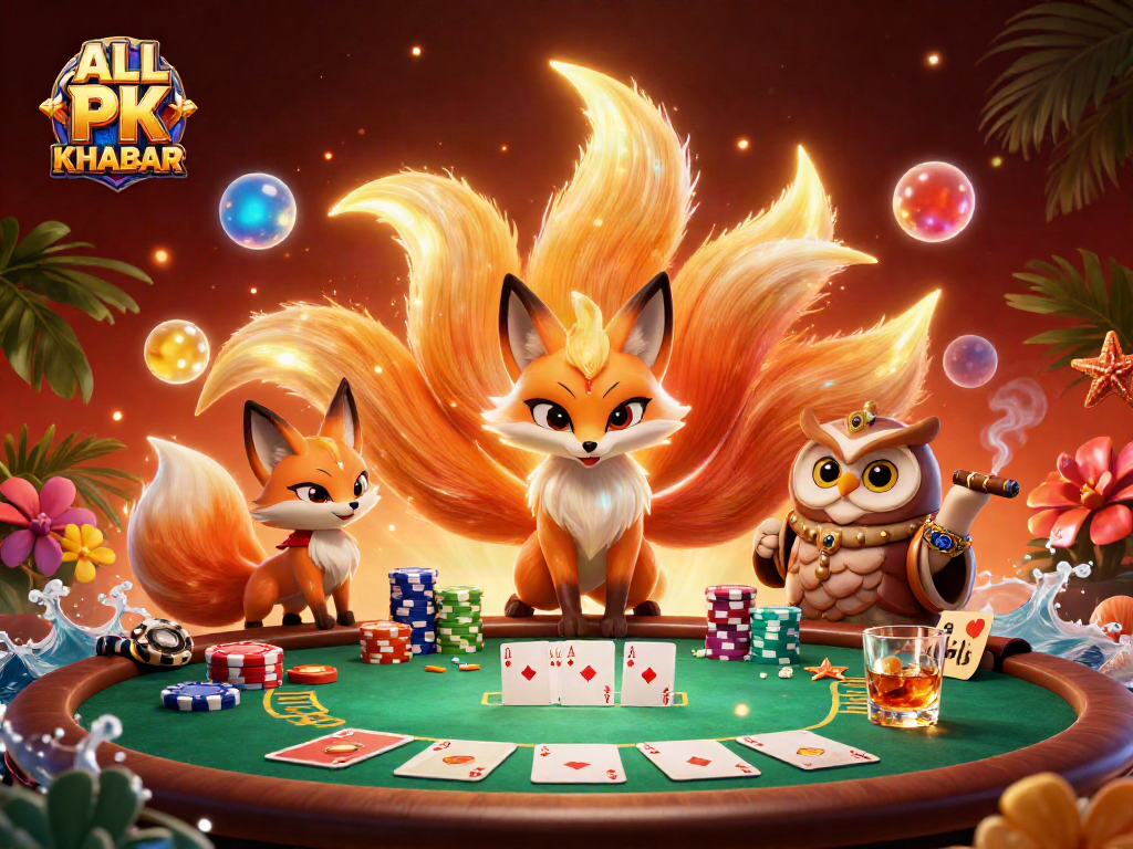 Experience thrilling gaming with ALL PK KHABAR illustrated in vibrant 3D cartoon style.