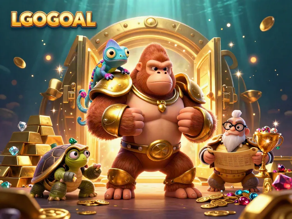 Witness an exciting gambling scene featuring LGOGOAL characters in dynamic 3D action.