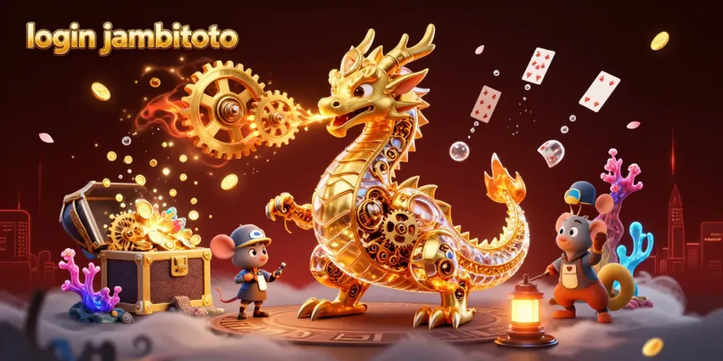Engage with the thrilling login jambitoto experience through stunning casino-themed illustration featuring a golden dragon.
