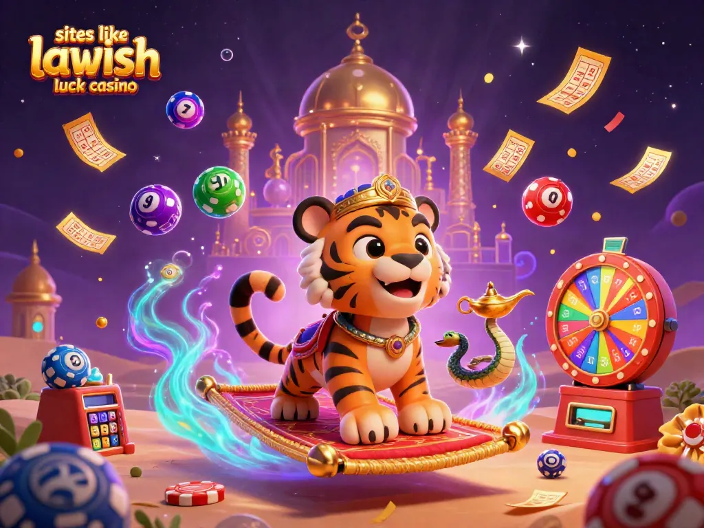 Play exciting games like Lavish Luck Casino with vibrant 3D illustration showcasing colorful balls and gold coins.