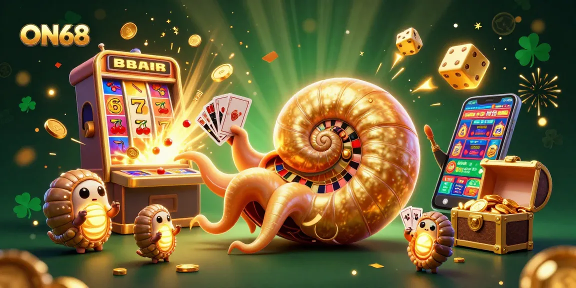 Experience thrilling jackpots at ON68 in this vibrant digital casino illustration.