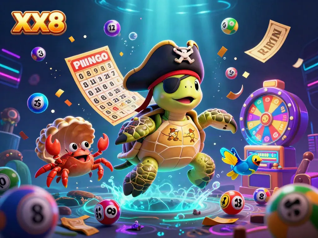 Experience the vibrant world of XX8 with a pirate turtle and treasure games, diving into excitement.