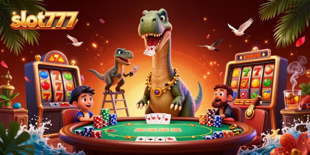 Slot777 menghadirkan brontosaurus dan raptor di kasino dengan elemen slot menarik untuk permainan yang seru.