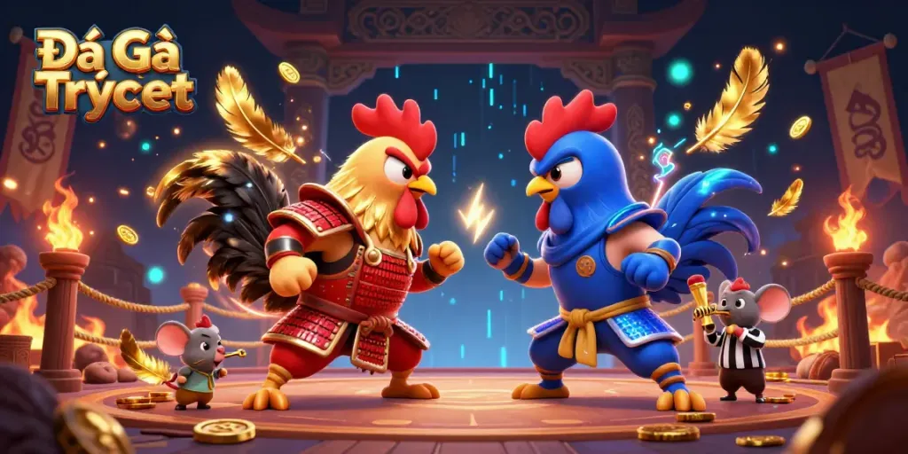 Experience thrilling Đá Gà Trực Tiếp action with dynamic fighting roosters in an immersive arena.