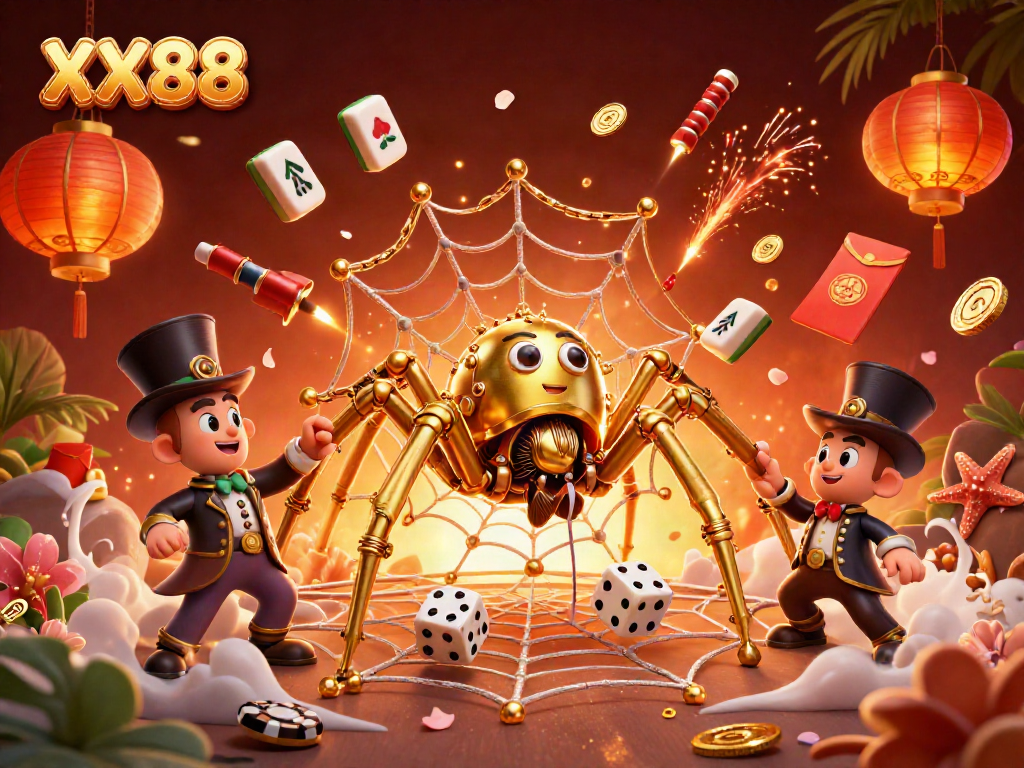 Engage with the exciting world of XX88, showcasing a dynamic steampunk casino scene featuring golden chains and poker elements.