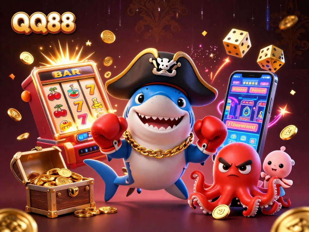 Engage with QQ88's thrilling casino experience featuring dynamic characters and vibrant game elements.