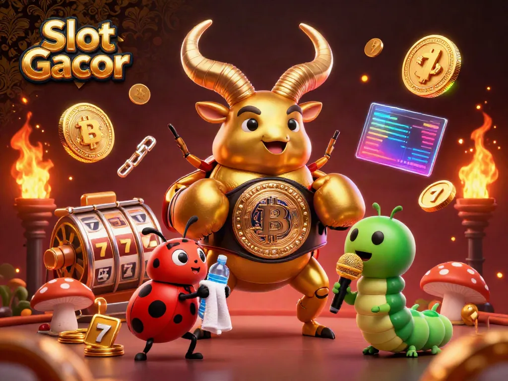 Experience the excitement of Slot Gacor with a dynamic illustration showcasing a vibrant casino scene featuring characters ready to win.
