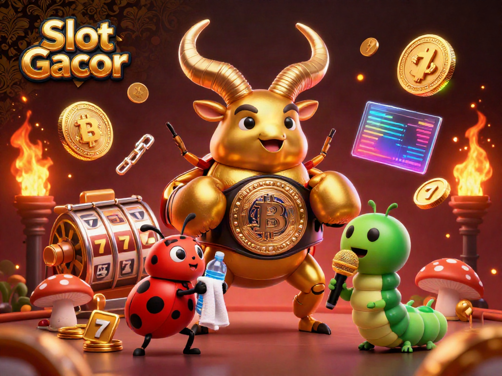Experience the excitement of Slot Gacor with a dynamic illustration showcasing a vibrant casino scene featuring characters ready to win.