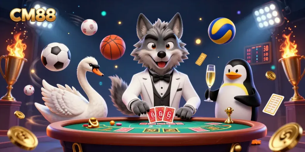 Experience the excitement of CM88 casino games with vibrant characters and dynamic betting elements.
