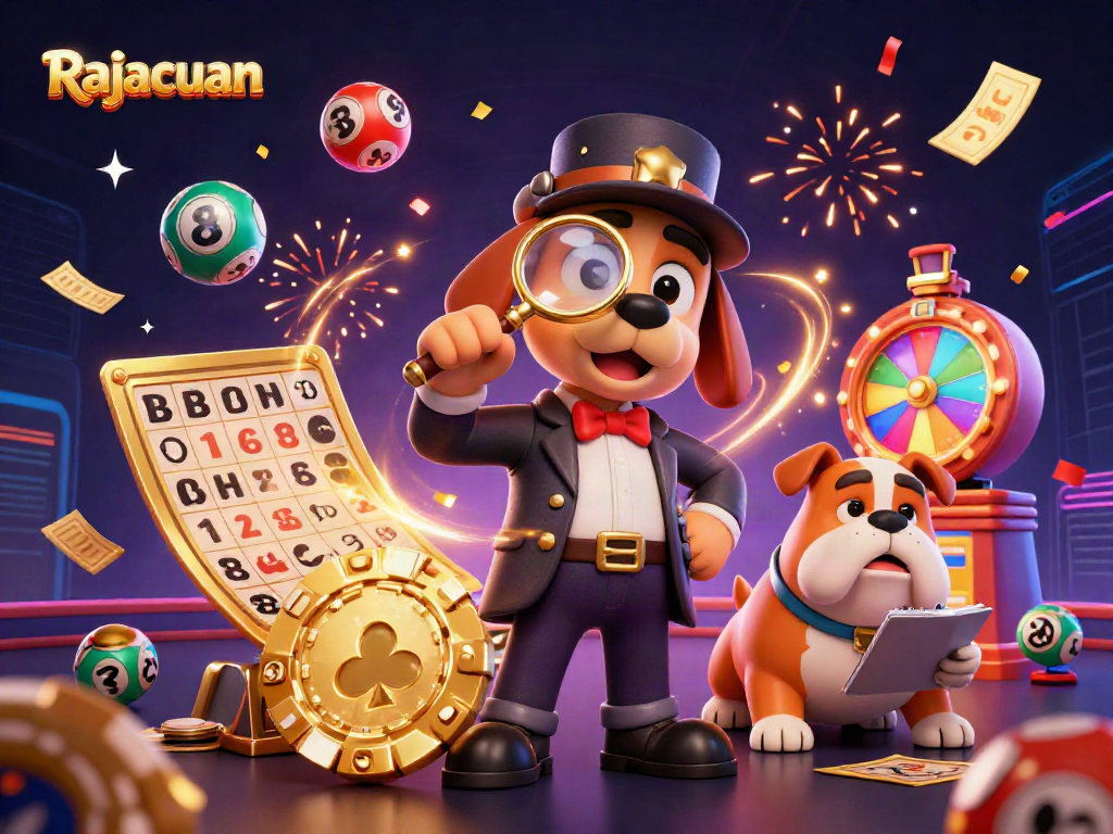 Detektif Rajacuan memeriksa chip poker emas di dunia kasino yang penuh permainan.