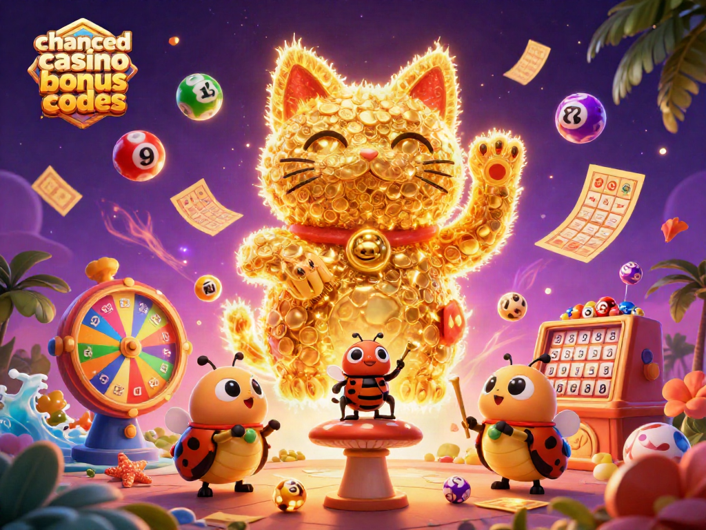 Experience chanced casino bonus codes with a dynamic scene filled with vibrant casino elements.