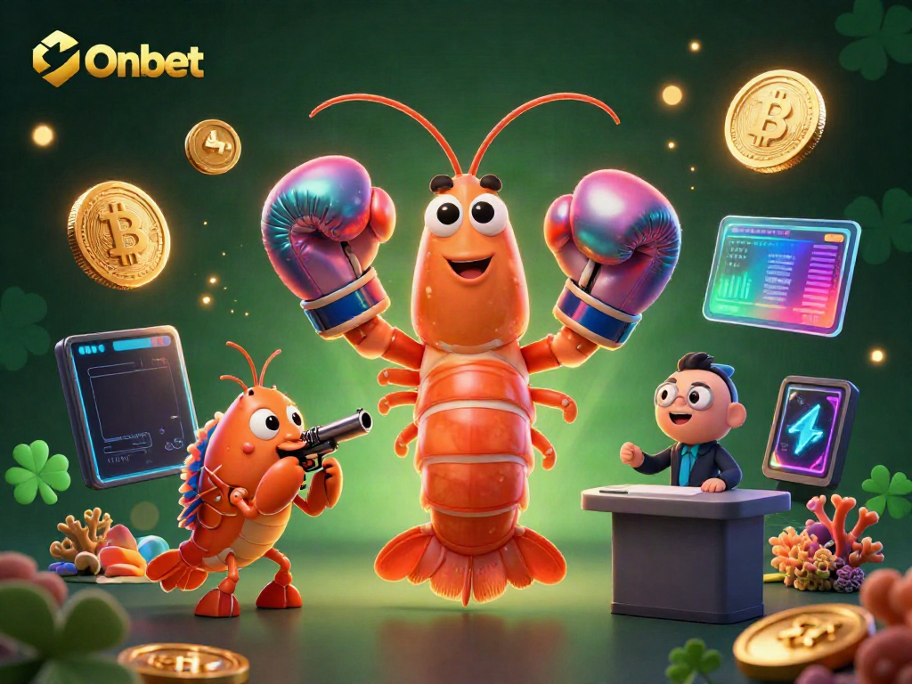 Experience thrilling gaming with Onbet, where vibrant 3D characters and betting elements unite in a captivating scene.