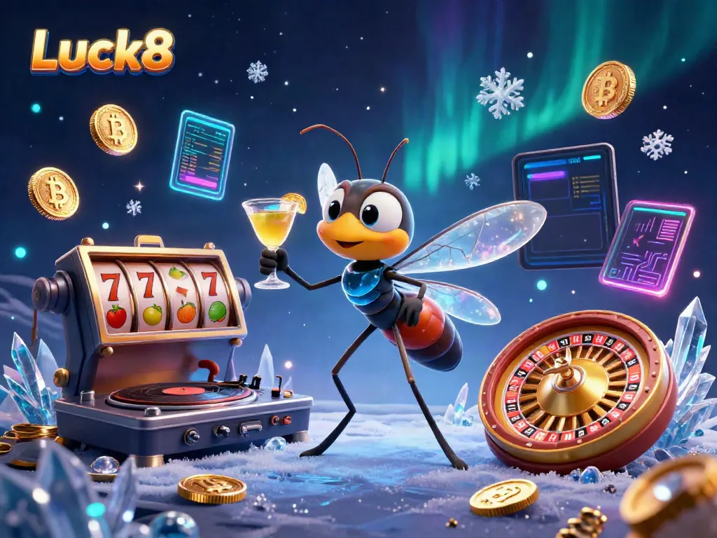 Engage with Luck8’s vibrant casino world featuring an animated mascot and dynamic gaming elements.