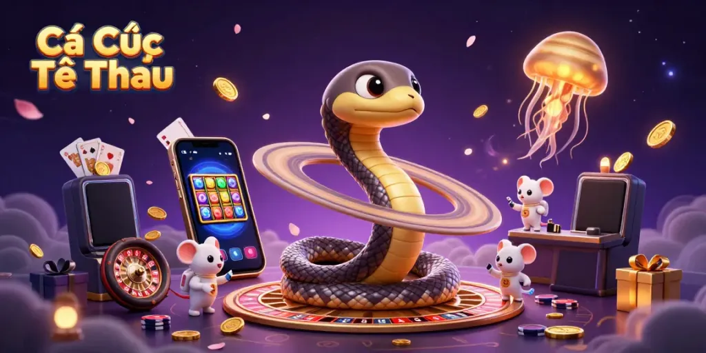Engage in Cá Cược Thể Thao with dynamic cosmic game elements and playful characters.