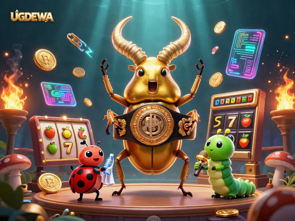 Experience thrilling gambling with UGDEWA featuring vibrant slot elements and engaging characters.