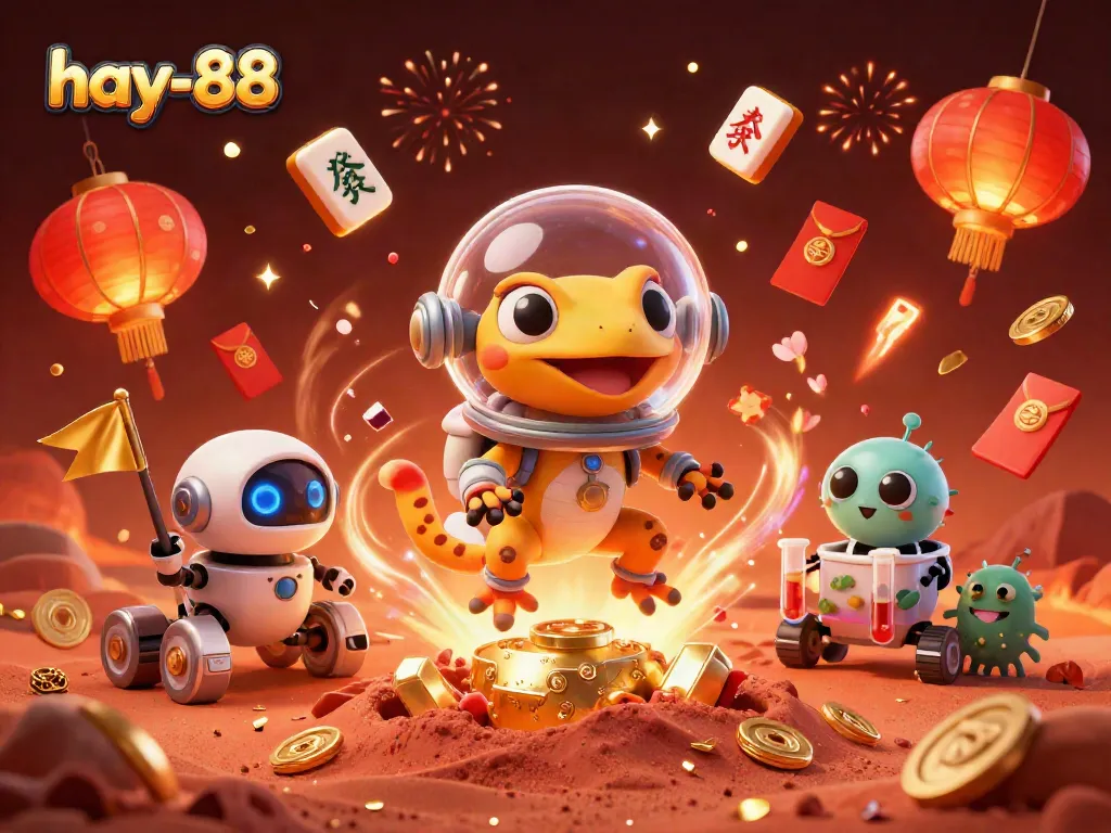 Experience thrilling wins at hay-88 with a vibrant Martian casino adventure, showcasing dynamic elements.