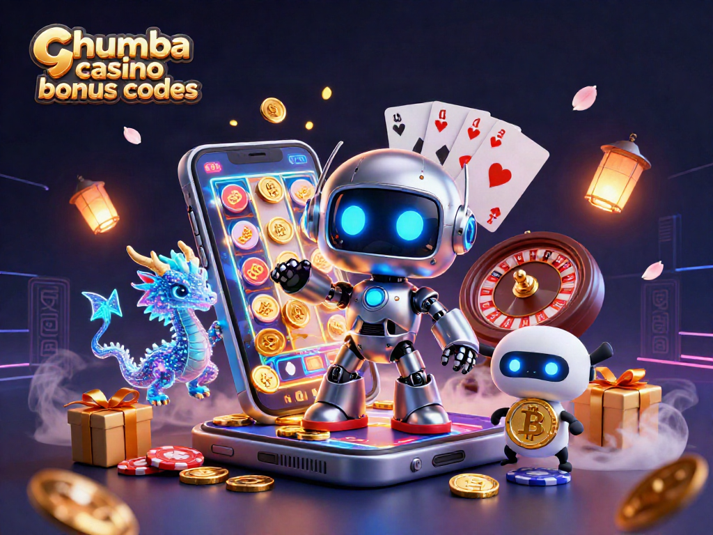 Spin the reels with chumba casino bonus codes in an ultra-detailed casino scene filled with action and excitement.