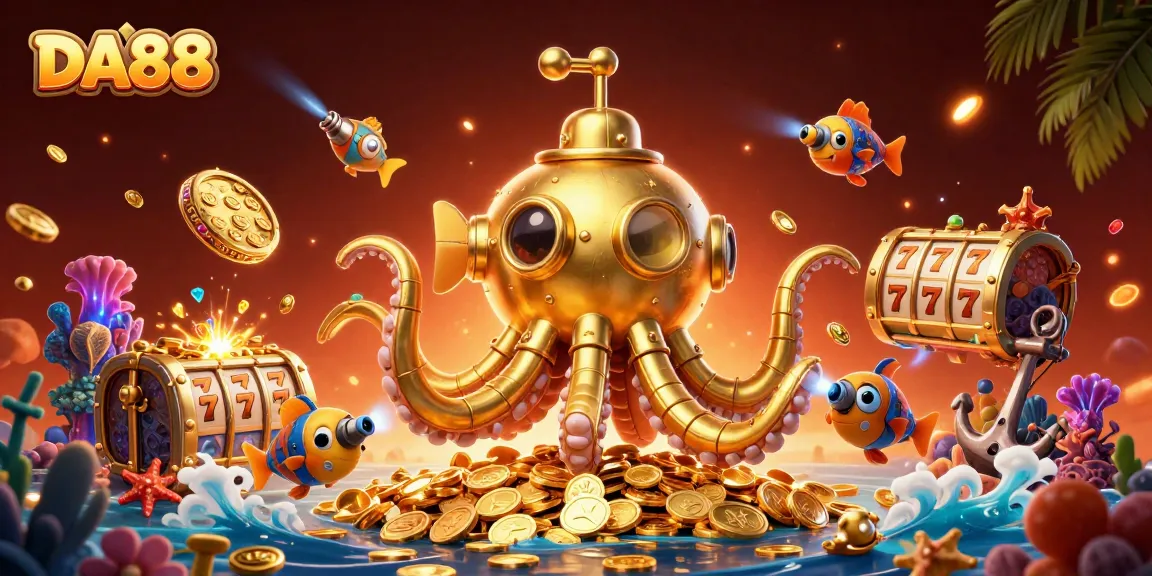 Engage with DA88's immersive underwater casino adventure featuring golden treasures and 3D characters.